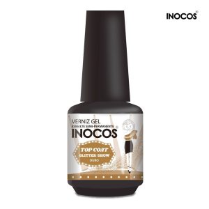 VERNIZ GEL TOP COAT GLITER OURO 15ML INOCOS