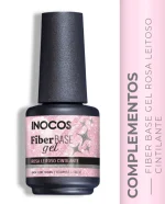 Base Fiber Gel Rosa Leitoso Cintilante 15ml Inocos - Image 3