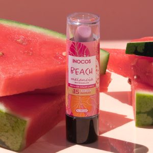 Lip Balm Beach Melancia Com Proteção Solar Uva/uvb - Inocos