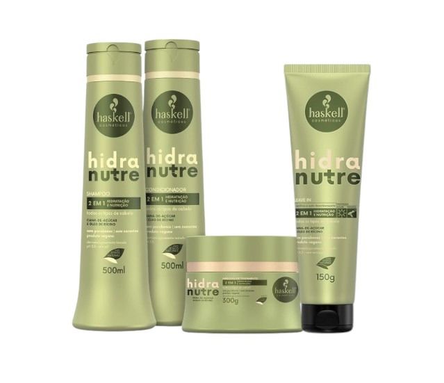 e3db7bfc-0637-49e5-9ef0-77716c4e39c3 Kit HASKELL Hidranutre Shampoo 500ML+ Condicionador 500ML+ Máscara 300GR + Finalizador 150GR