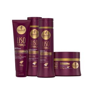 Kit Haskell Liso Com Força Shampoo 300ML+ Condicionador 300ML+ Máscara 300GR + Finalizador 150GR