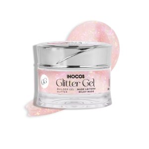 Gel de Construção Glitter Gel Nude Leitoso Média Viscosidade 30gr Inocos