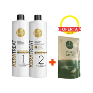 Kit Haskell Keratreat Shampoo 1L + Creme Alisante 1L + OFERTA Refil Máscara Murumuru